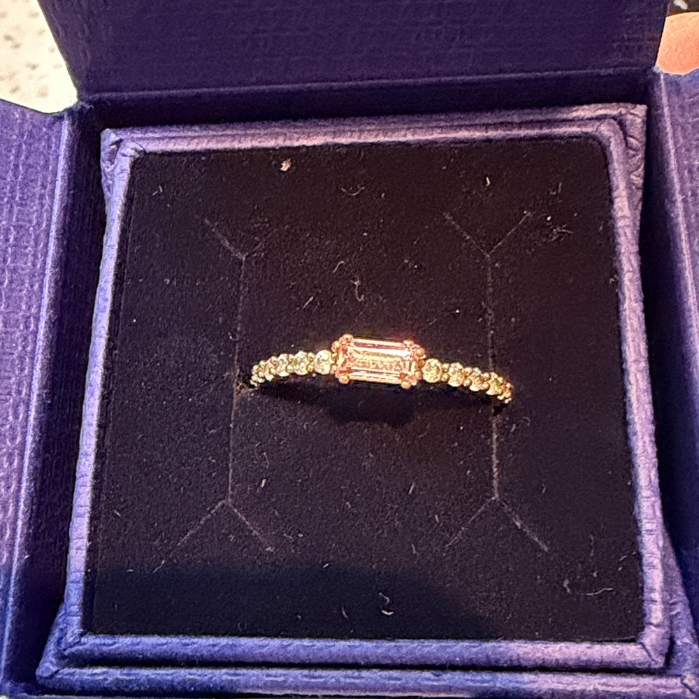 Swarovski Silver And Pink Rectangular Ring - image 1